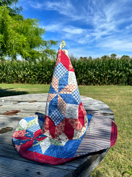 Quilted upcycled witch hat